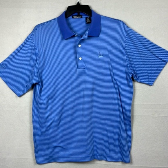 Page & Tuttle Pima Performance Short Sleeve Polo Blue Striped Mens Size L Golf‎ - Picture 1 of 6